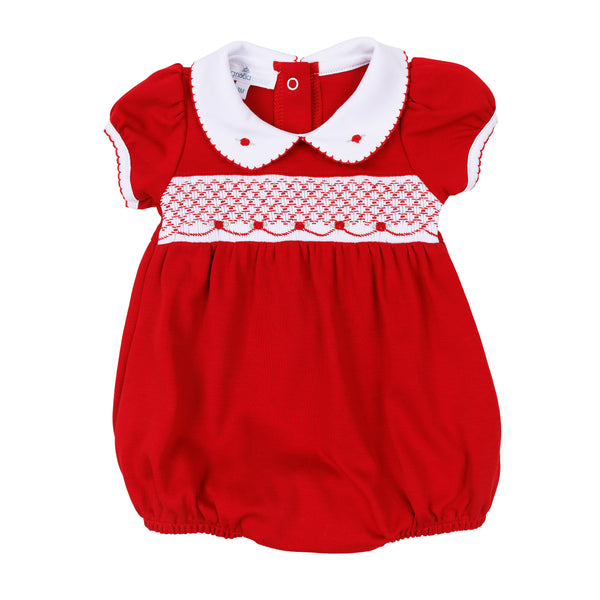 Millie Smocked Bubble- Red