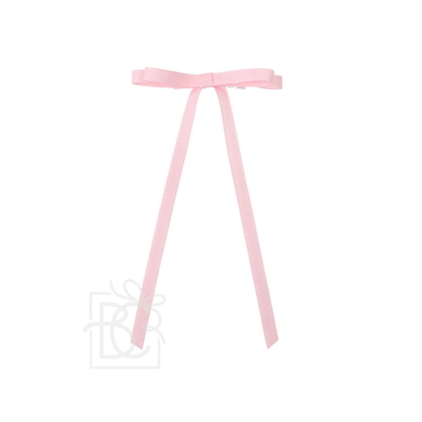 3/8" Grosgrain Layered Tail Bow- Light Pink