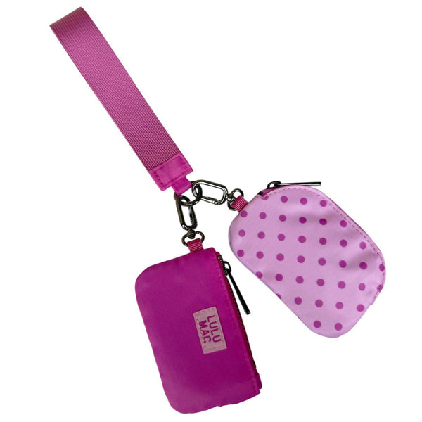 Pink/Hot Pink Dots Lulu Mac Double Pouch Wristlets