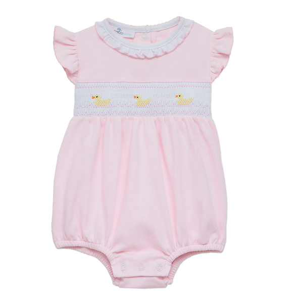 Little Ducklings Smocked Bubble- Pink
