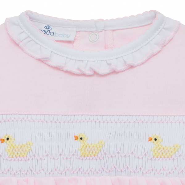Little Ducklings Smocked Bubble- Pink