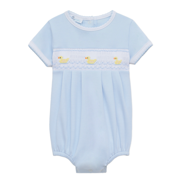 Little Ducklings Smocked Bubble- Light Blue