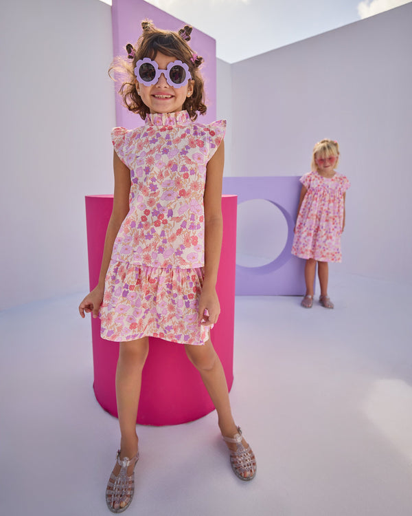 Shirred Circle Skirt- Lisle Lavender Floral