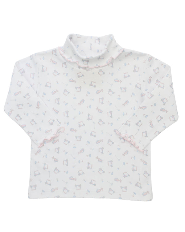 Golf Print Turtleneck- Pink