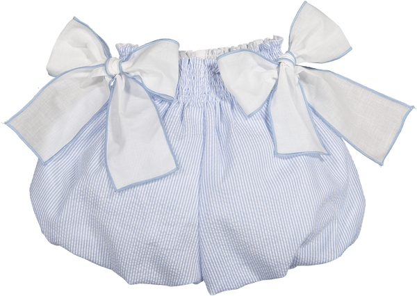 Blue Seersucker Bubbly Shorts