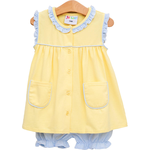Harper Bloomer Set- Yellow with Blue Stripe
