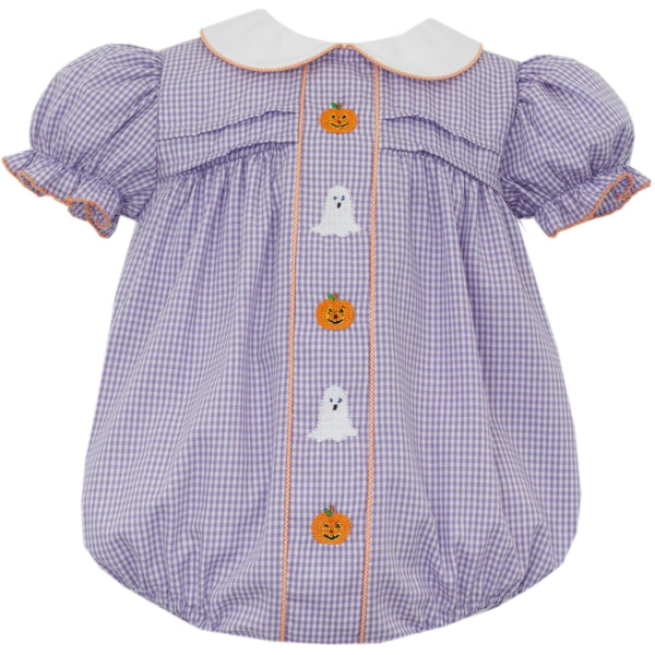 Halloween Ruffle Bubble- Purple gingham