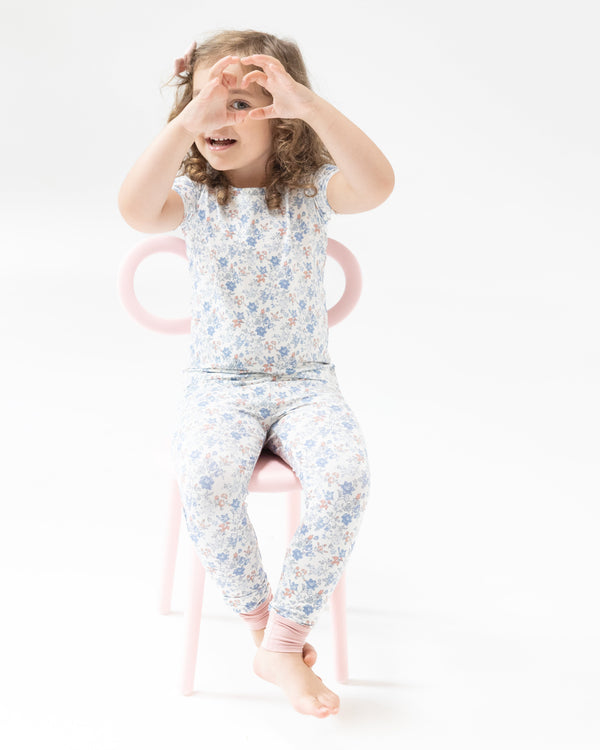 Country Girl Floral Loungewear Set- Ivory/Mellow Rose