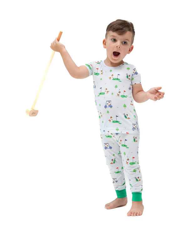 Dog Gone Golf S/S Loungewear Set- Light Blue/Green
