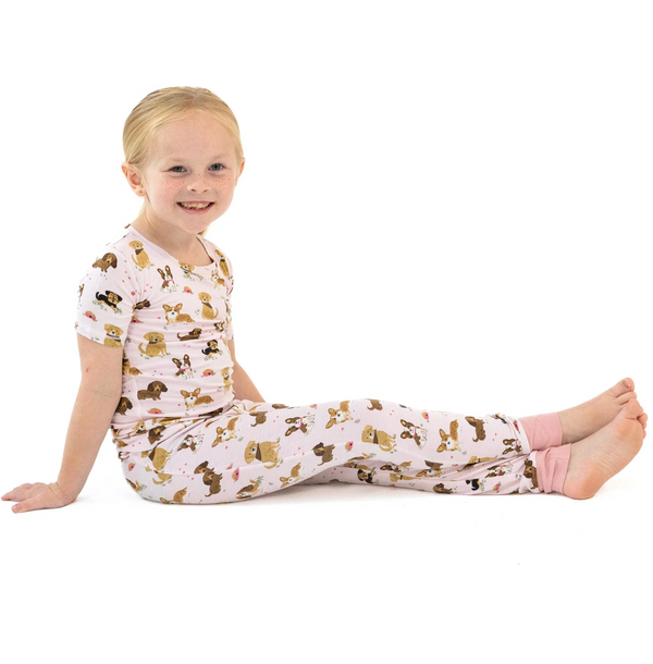 Best Friend Dogs S/S Loungewear Set- Pink