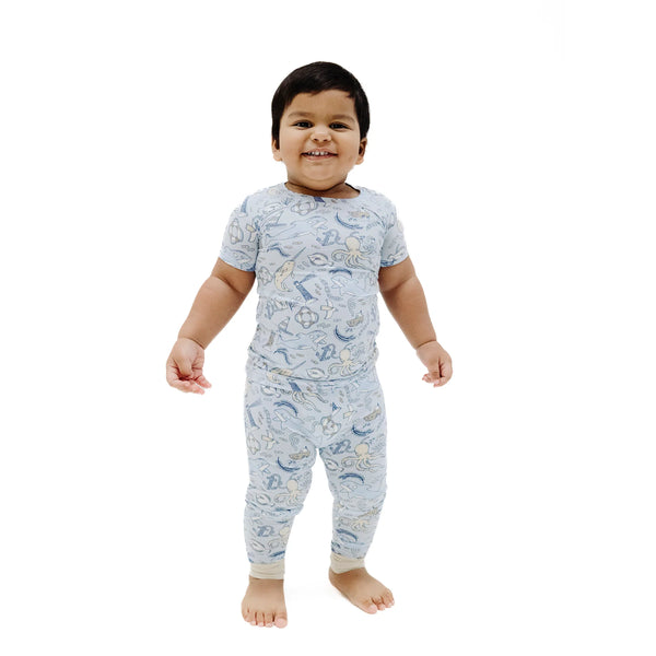 Nautical Notebook S/S Loungewear Set- Blue