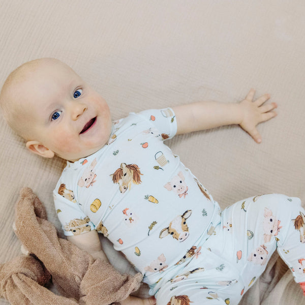 Vintage Animals Faces Loungewear Set- Blue