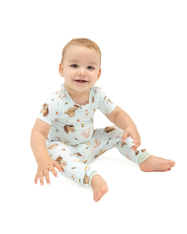 Vintage Animals Faces Loungewear Set- Blue