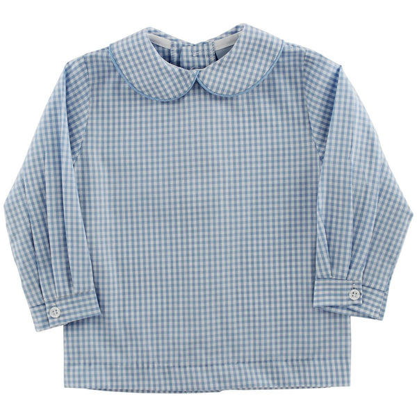 Blue Check-Boys Piped Shirt