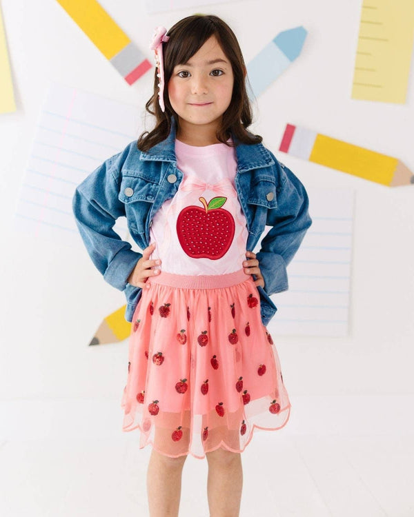 Apple Rhinestone Patch T-Shirt