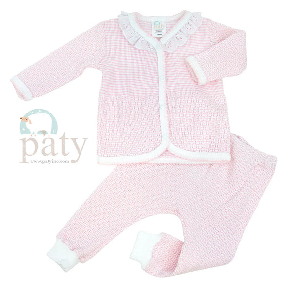 Eyelet Leggings Set- Pink