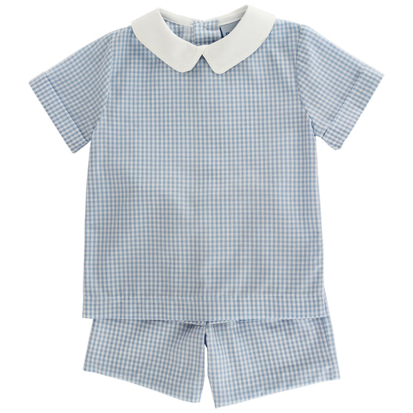 Lt. Blue Check Dressy Short Set