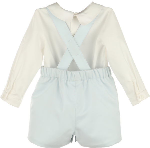 Suspenders Smock Set- Blue