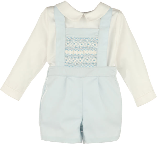 Suspenders Smock Set- Blue