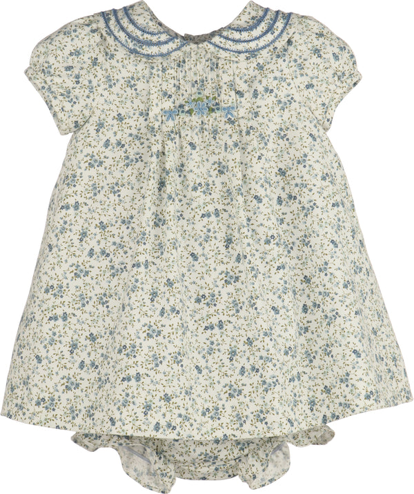 Fallen Leaves Wreath Dress- Blue