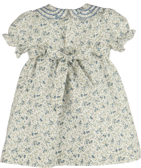 Fallen Leaves Wreath Ruffle Dress- Blue