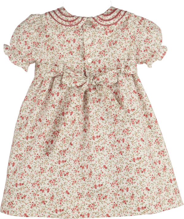 Fallen Leaves Wreath Ruffle Dress- Pink