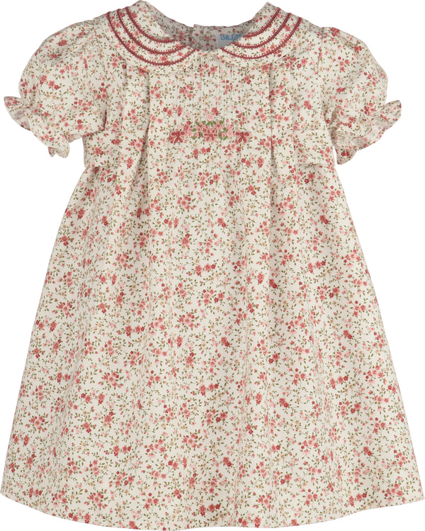 Fallen Leaves Wreath Ruffle Dress- Pink