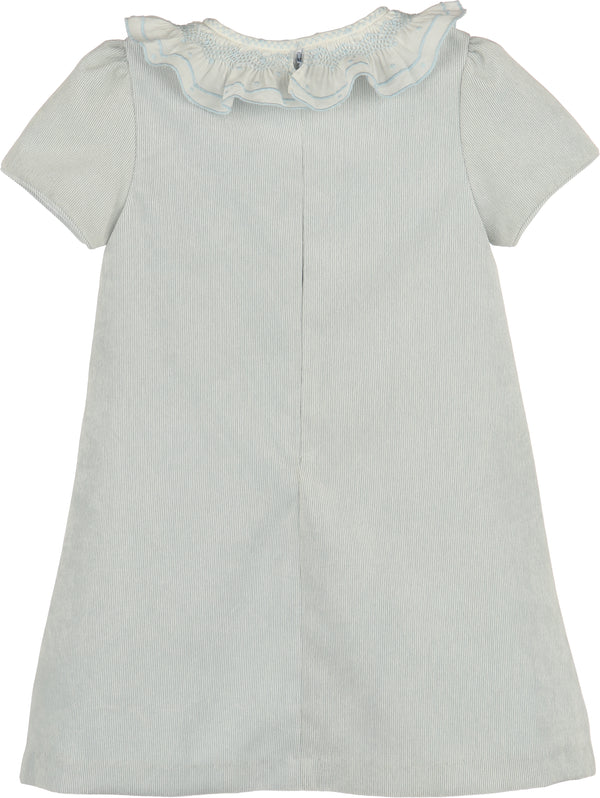Sweet Corduroy A-Line Dress- Blue