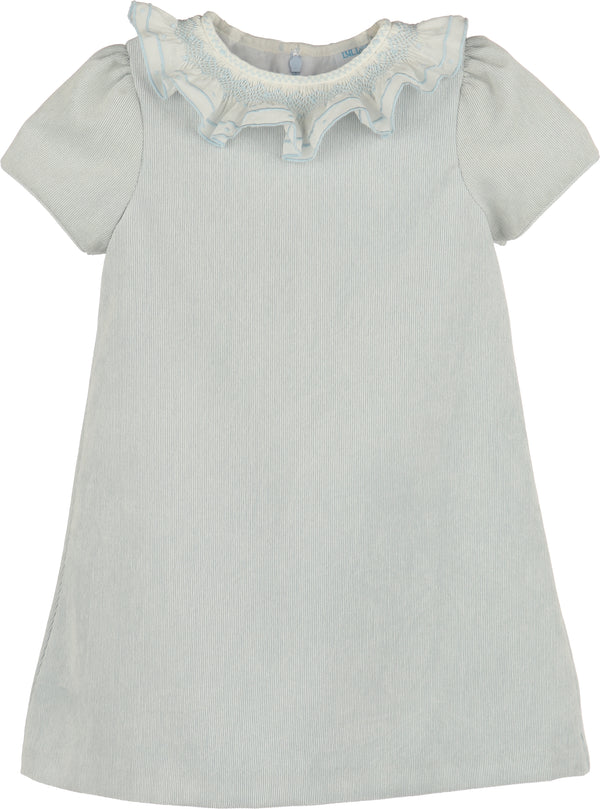 Sweet Corduroy A-Line Dress- Blue