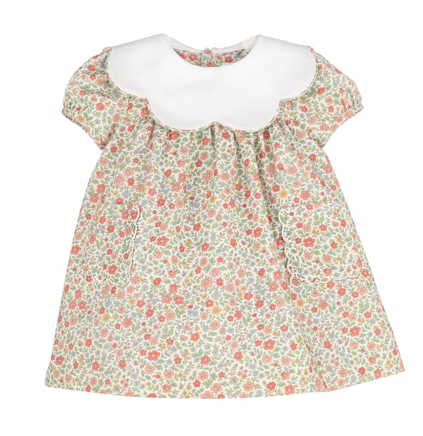 Storybook Vintage Scallop Dress- Orange