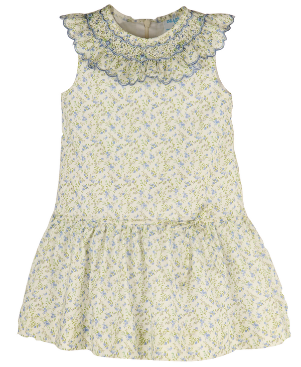 Blue Floral Smock Dress