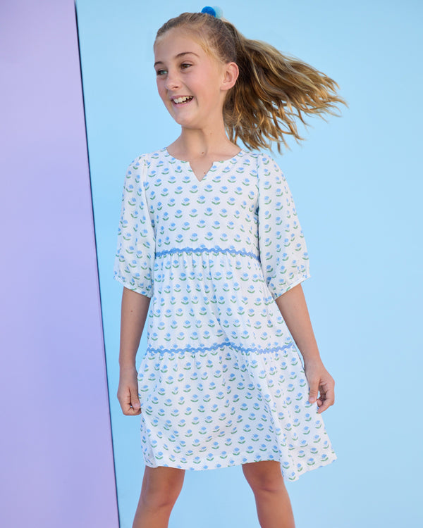 Madaket Dress- Blue Tulip Print