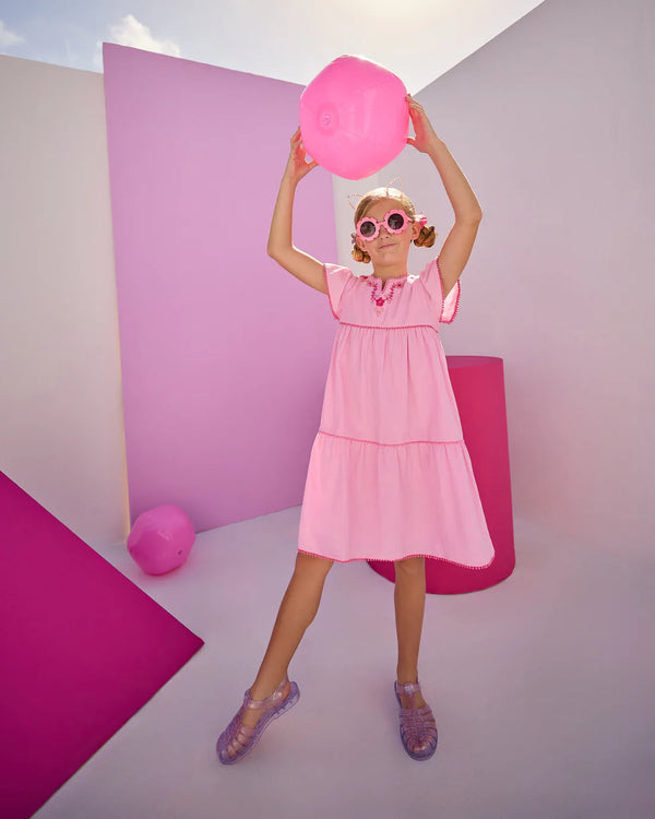 Positano Dress- Pink Embroidery