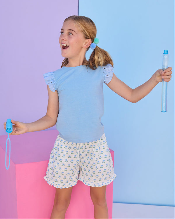 Eyelet Tank- Light Blue