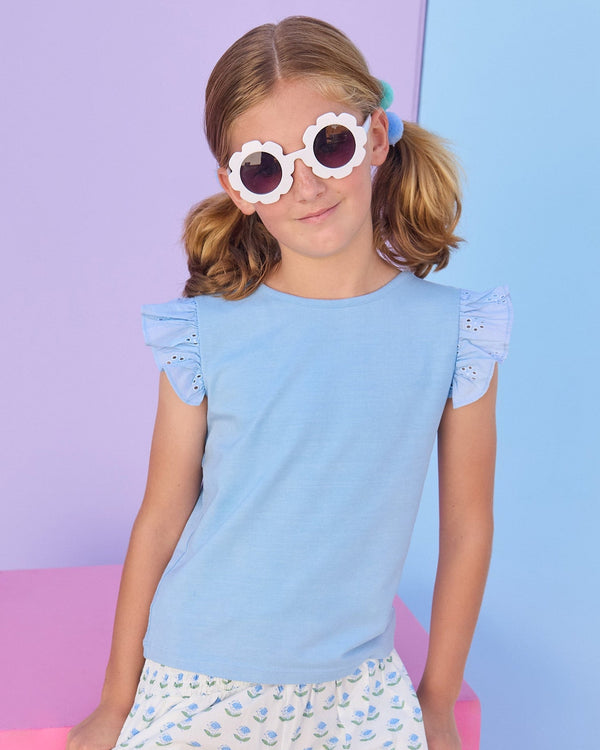 Eyelet Tank- Light Blue