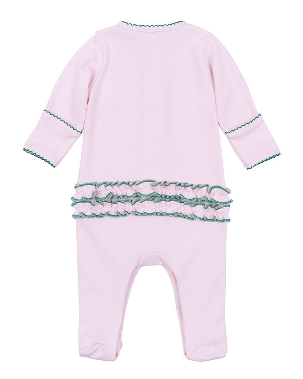 Mini Mallard Embroidered Ruffle Footie - Pink
