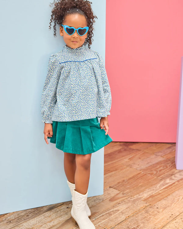 Pleated Mini Skirt- Peacock Velvet