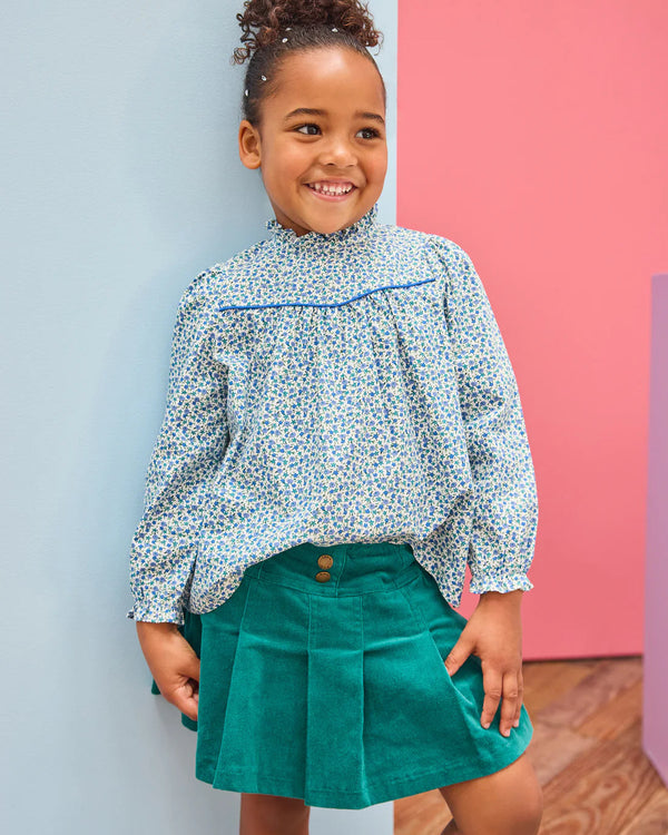Pleated Mini Skirt- Peacock Velvet