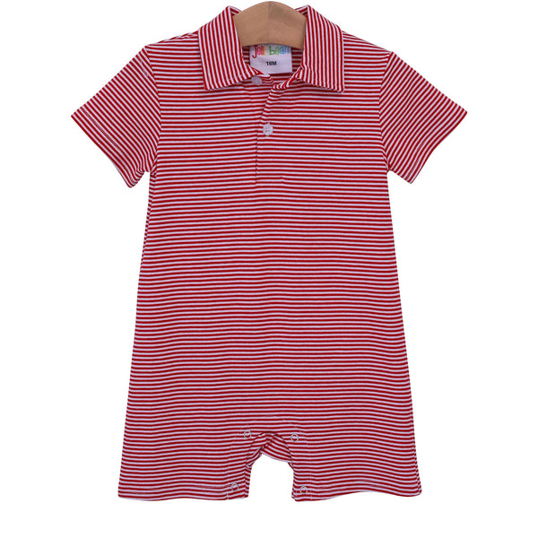 Michael Polo Romper- Red Stripe