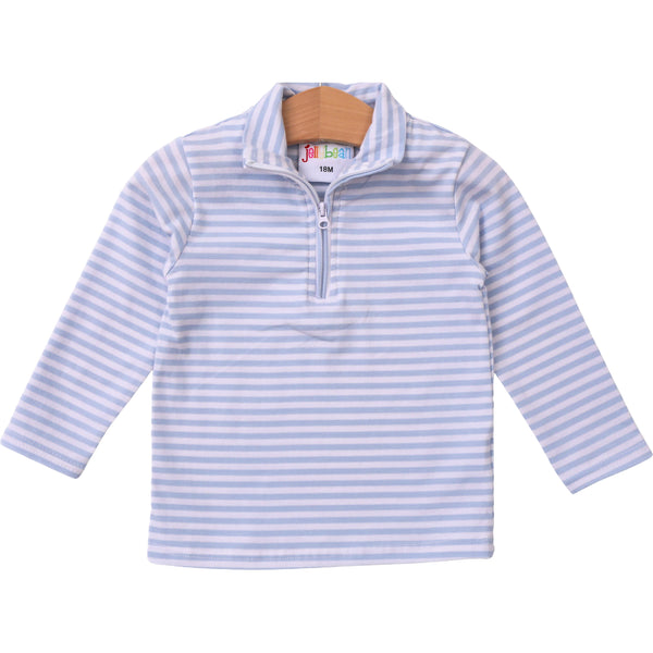 1/4 Knit Pullover - Light Blue Stripe