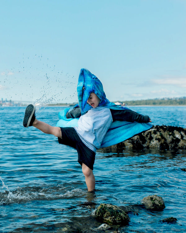 Pterodactyl Hooded Cape- Blue