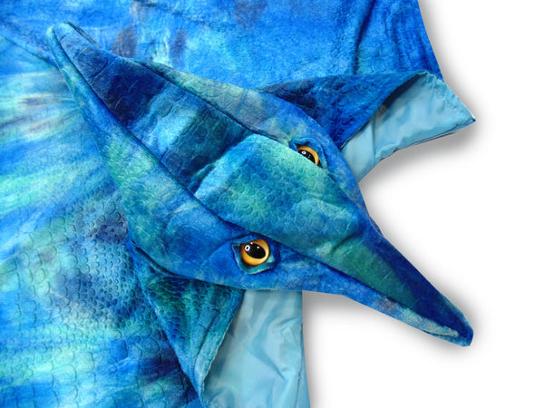 Pterodactyl Hooded Cape- Blue