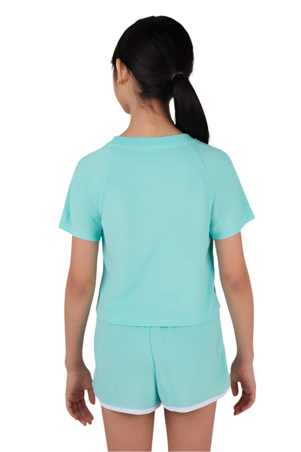 Towel Terry Raglan Short Set- Aqua Splash