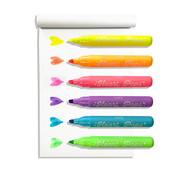 Heart Pops Neon Highlighters- Set of 6