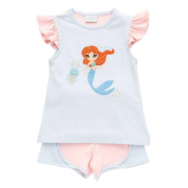 Jasmine Mermaid Short Set- Blue Stripe