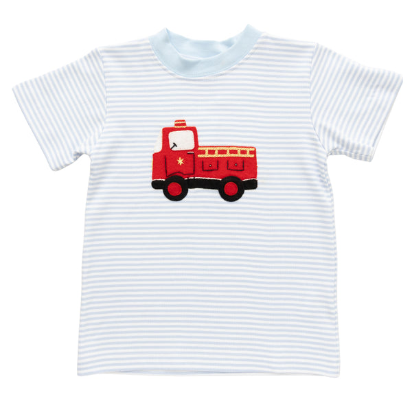 Firetruck Shirt- Blue Stripe