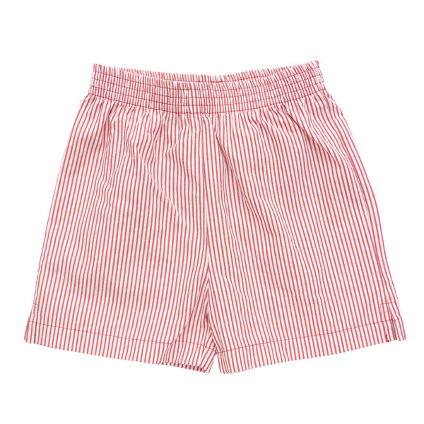 Deep Red Seersucker Shorts