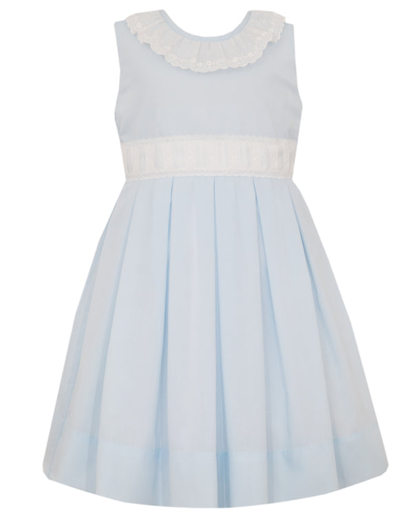 Swiss Batiste Sleeveless Dress- Lt. Blue