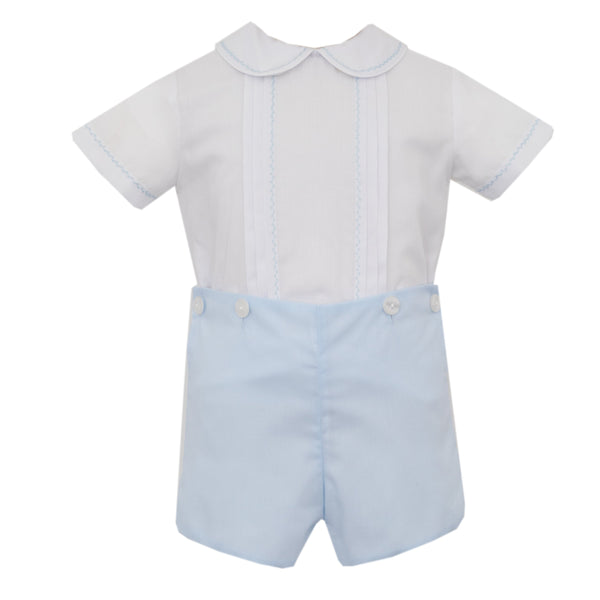 Swiss Batiste Button On Shorts- Lt. Blue