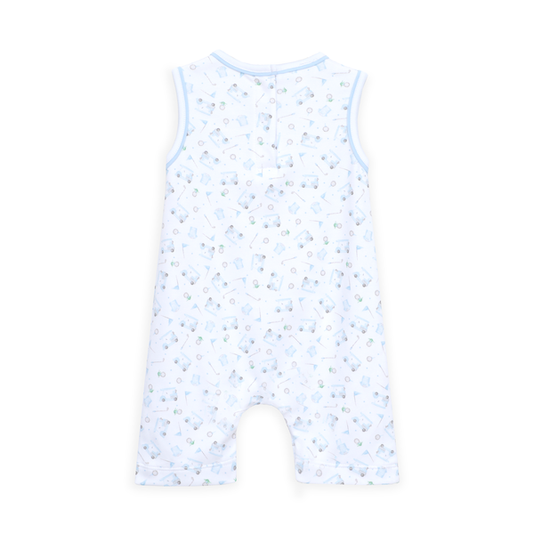 Little Golfer Print Playsuit- Light Blue